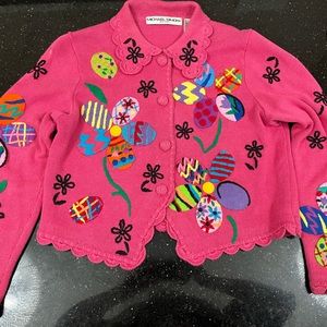 Michael Simon Easter flower cardigan